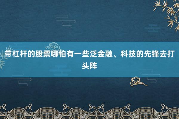 带杠杆的股票哪怕有一些泛金融、科技的先锋去打头阵